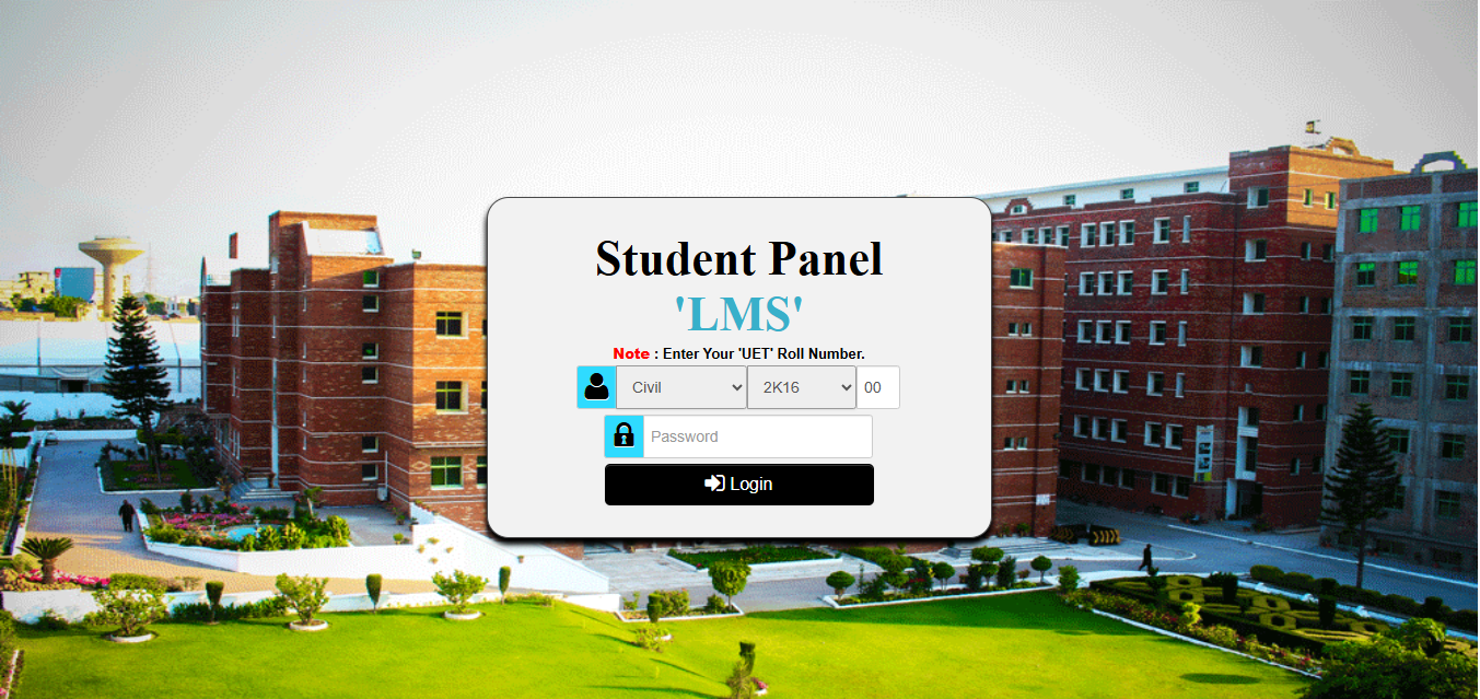 SCET LMS Portal Screenshot